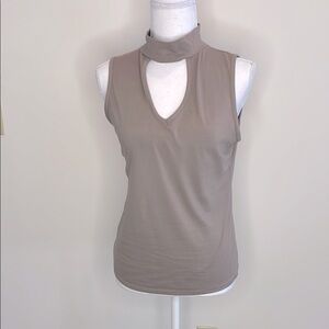 TMG Brand Sleeveless Tan Top with Cut Out. Large